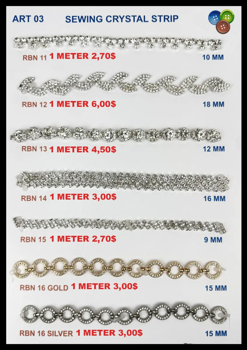 Crystal sewing strip