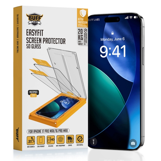 Buff 5D Glass EasyFit Screen Protector for iPhone 17 Pro Max/16 Pro Max