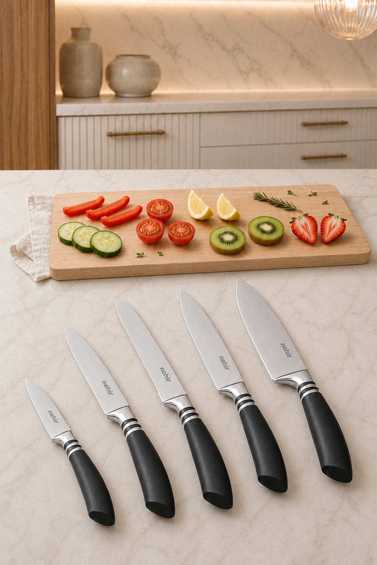 Bosetti 5-Piece Stainless Steel Professional Chef Kitchen Knife Set