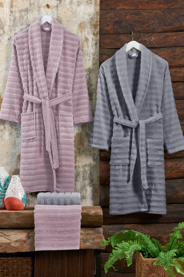 Elart Soft Family Bathrobe Hammam Set 4 Pieces (70x135 cm) Dusty Rose-Grey