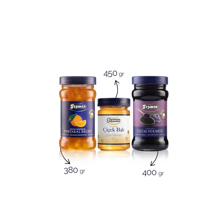 Segmen Orange Marmalade, Strained Flower Honey and Grape Molasses (3 Pieces)