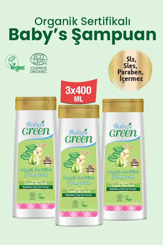 Baby Hair and Body Shampoo Set Baby's Green, 3 x 400 ml