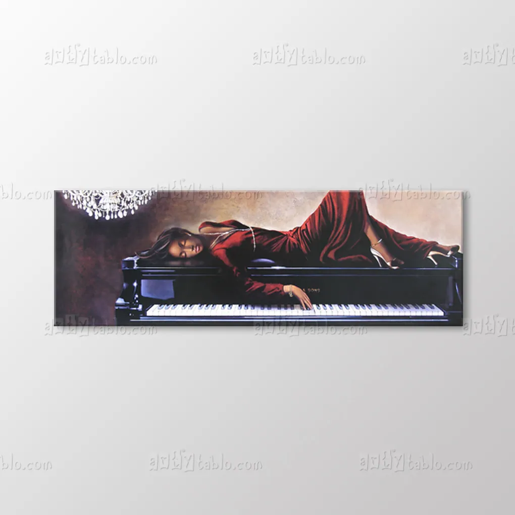 Woman Laying On Piano Tablo canvas wall art