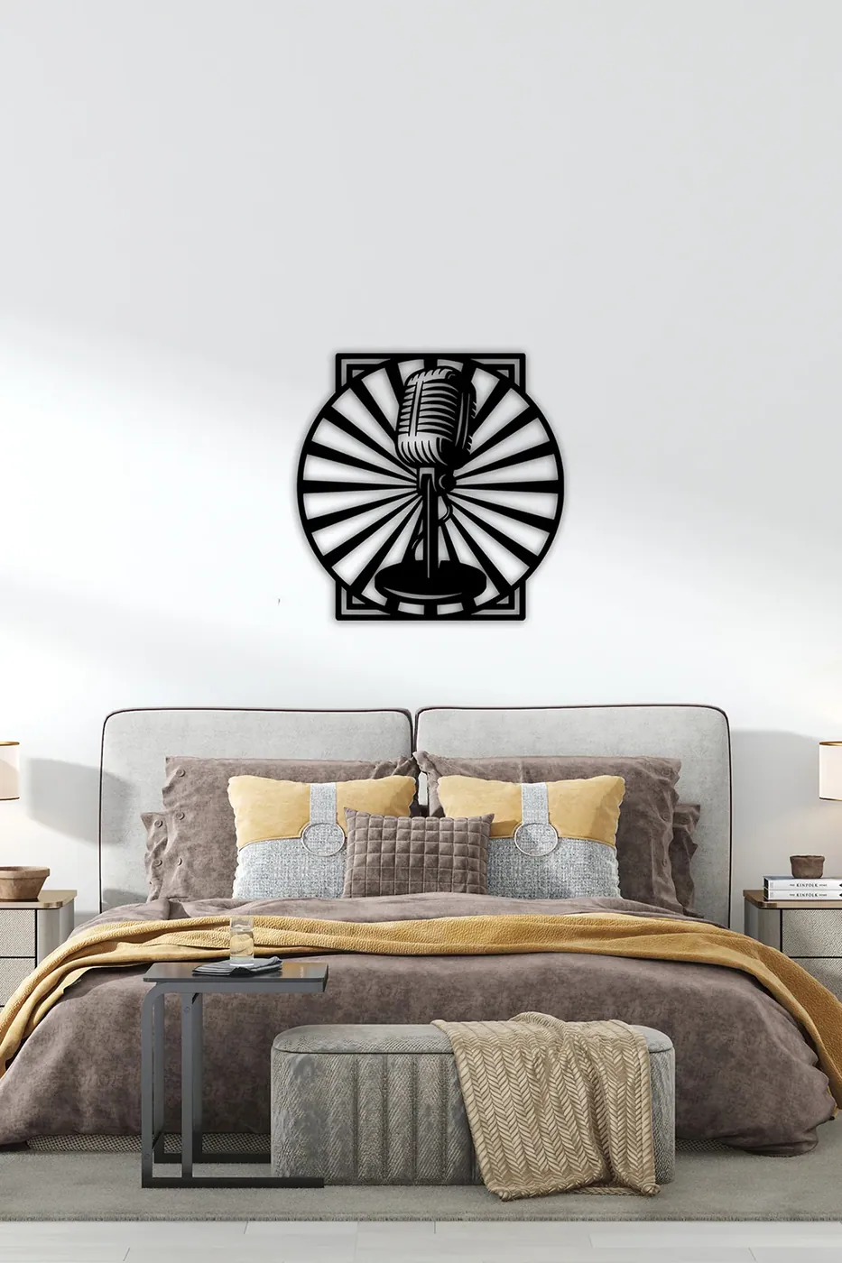 Retro Mikrofon ve Radyo metal wall art