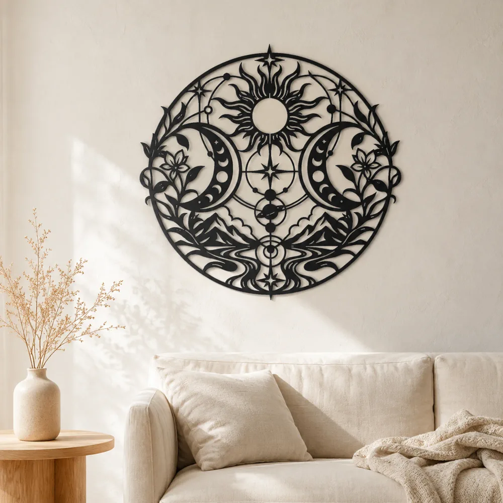Twin Crescent Balance Metal Wall Art