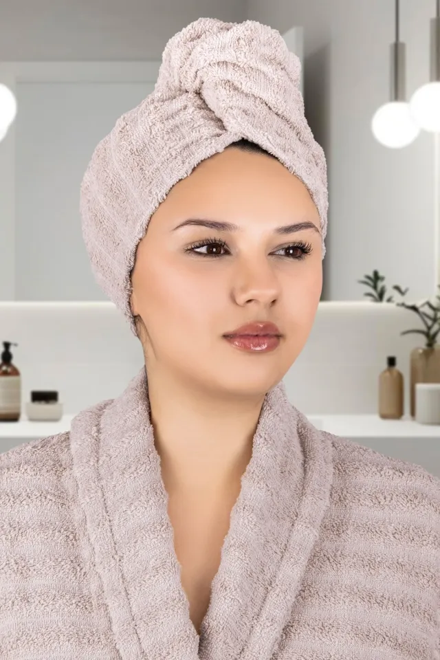 Elart Soft Towel Hair Drying Bonnet Dusty Rose