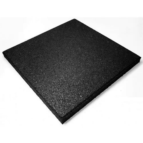 Black 40x40 cm rubber tile, 2 cm thick