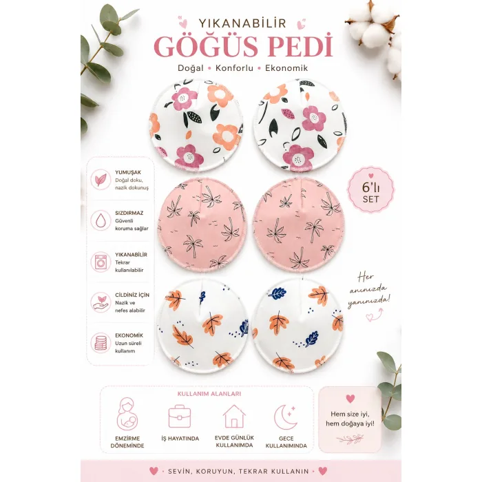 Washable mother breast pads 3 pairs