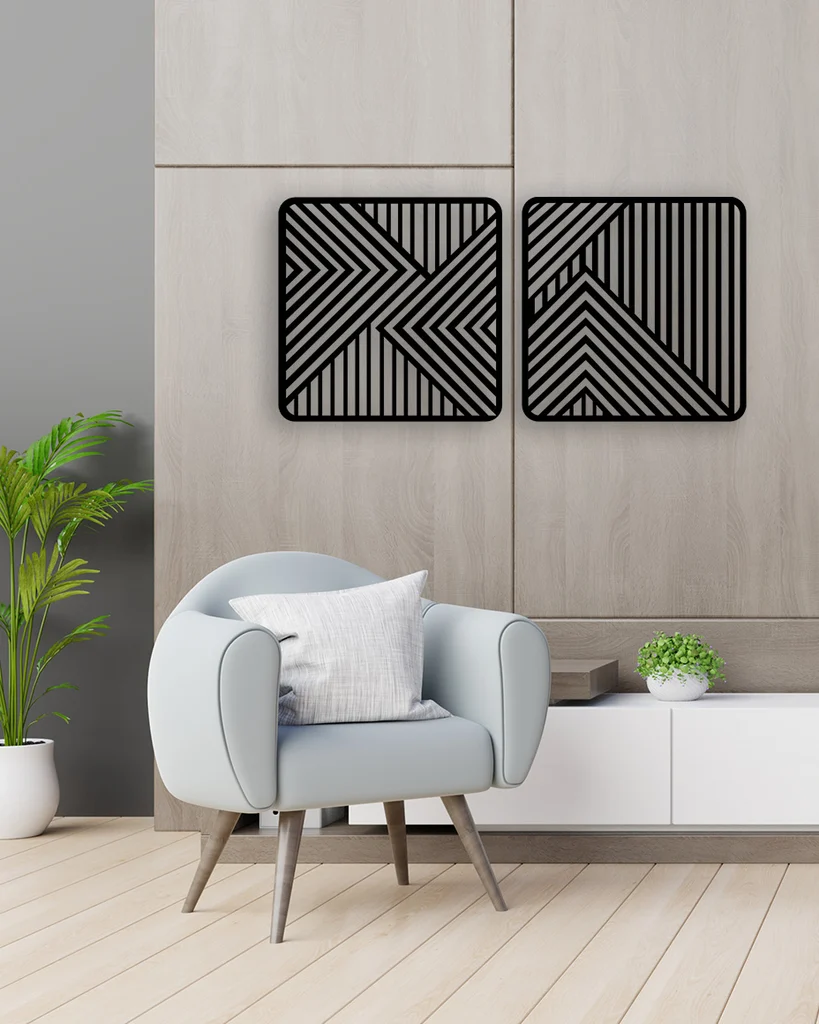 2-piece mountain view metal wall art set