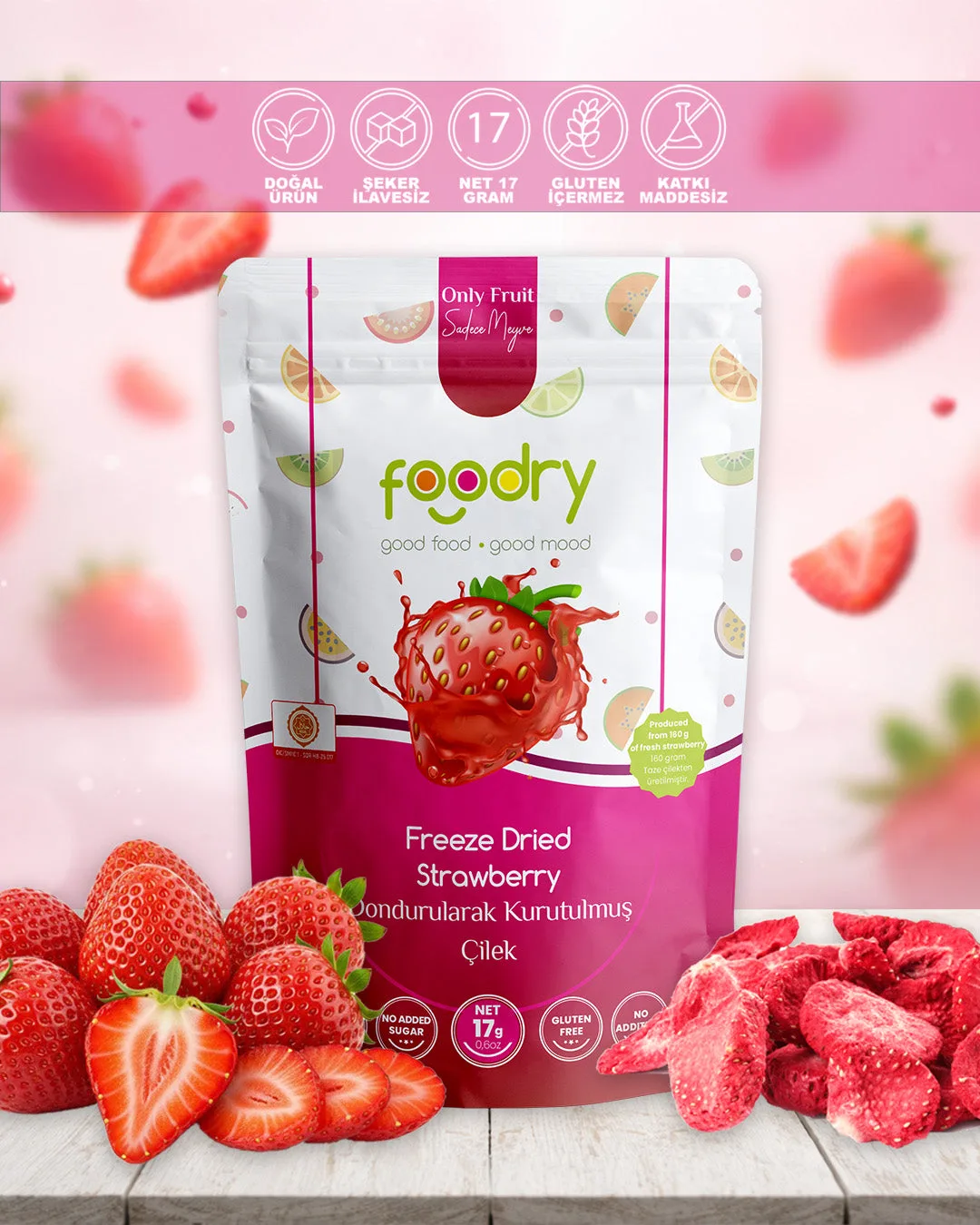 Freeze-dried strawberry Foodry Freeze Dry 17 g