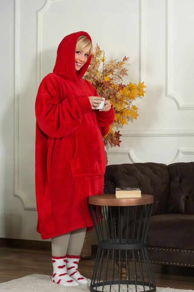 Elart Enjoy Wearable Hooded Wellsoft TV Blanket Unisex Oversized (80x110 cm) Red