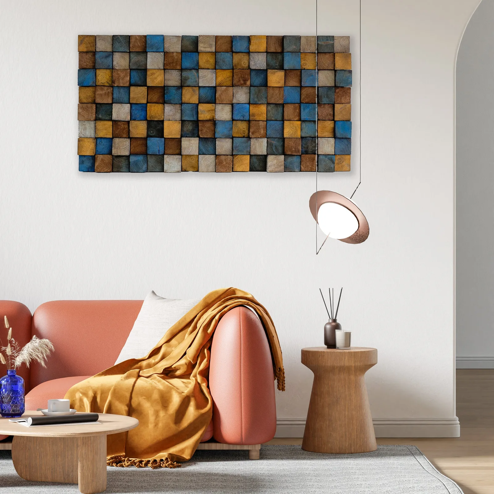 OD Mustard wood wall art acoustic panel