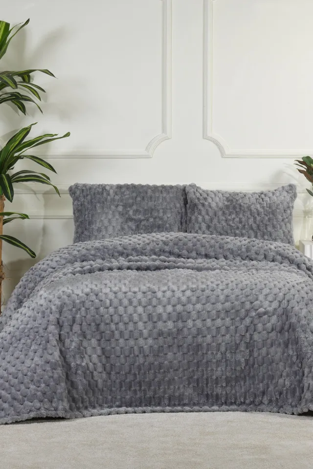 Elart Polen Blanket Set Double Wellsoft 3 Pieces (230x250 cm) Anthracite