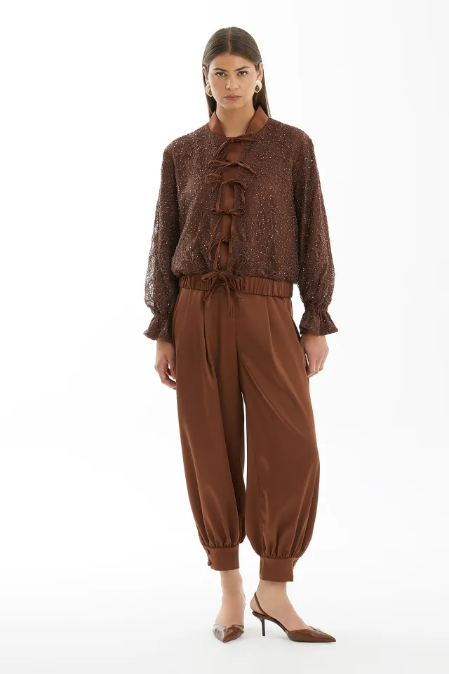 Brown Set with Bomber Jacket and Shalwar Trousers