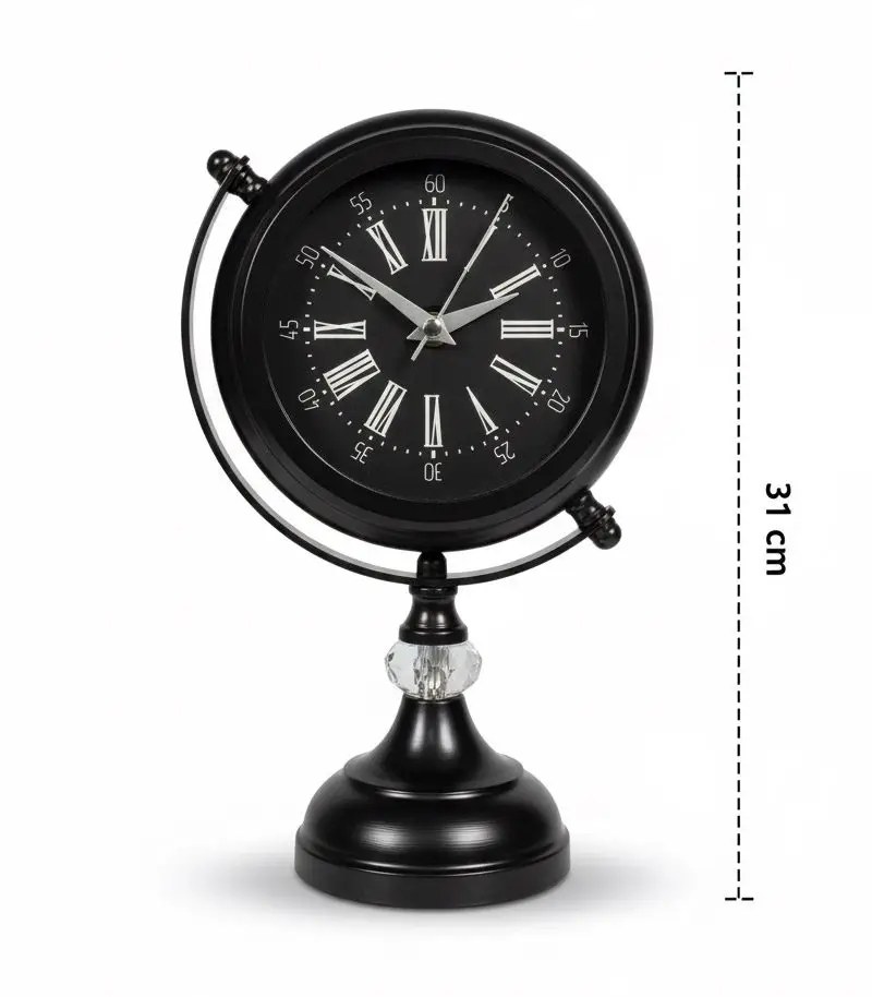 Diamond Model Black Metal Table Clock