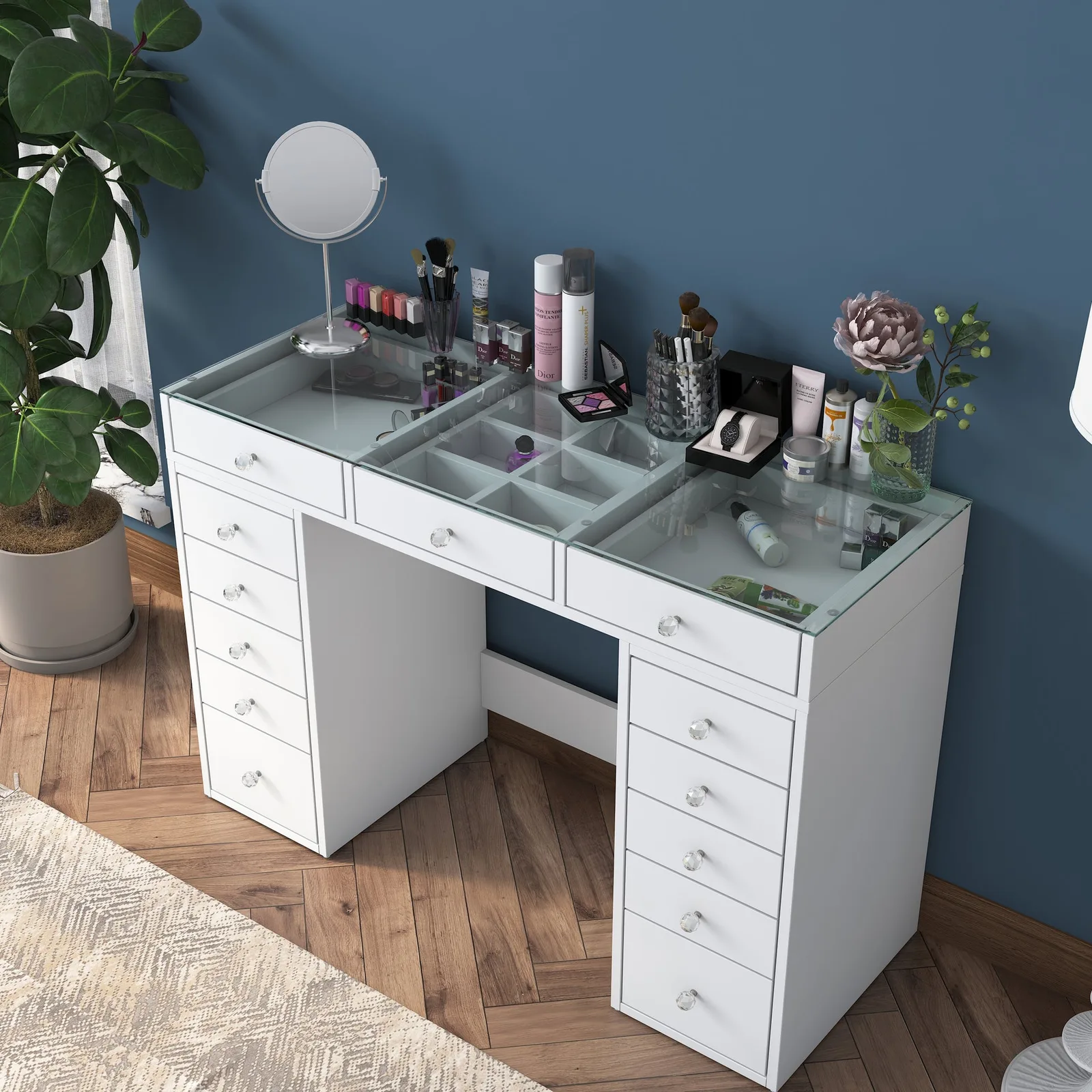 Glass-top vanity table Rani BJ105