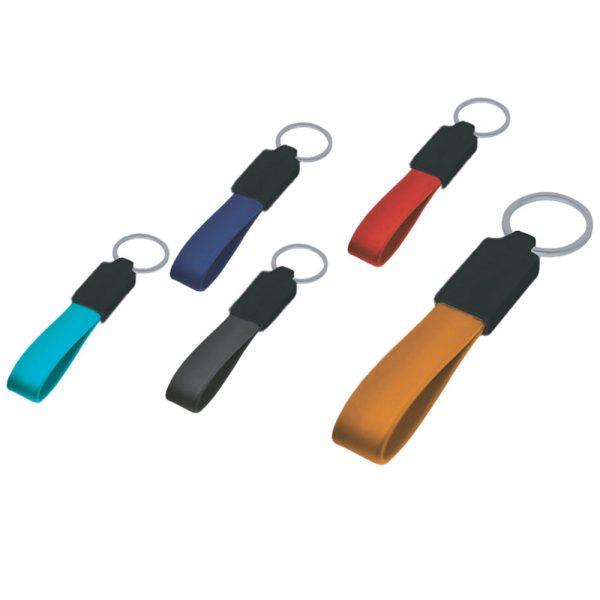 ميدالية مفاتيح جلدية سوداء ونيكل DR-7604
