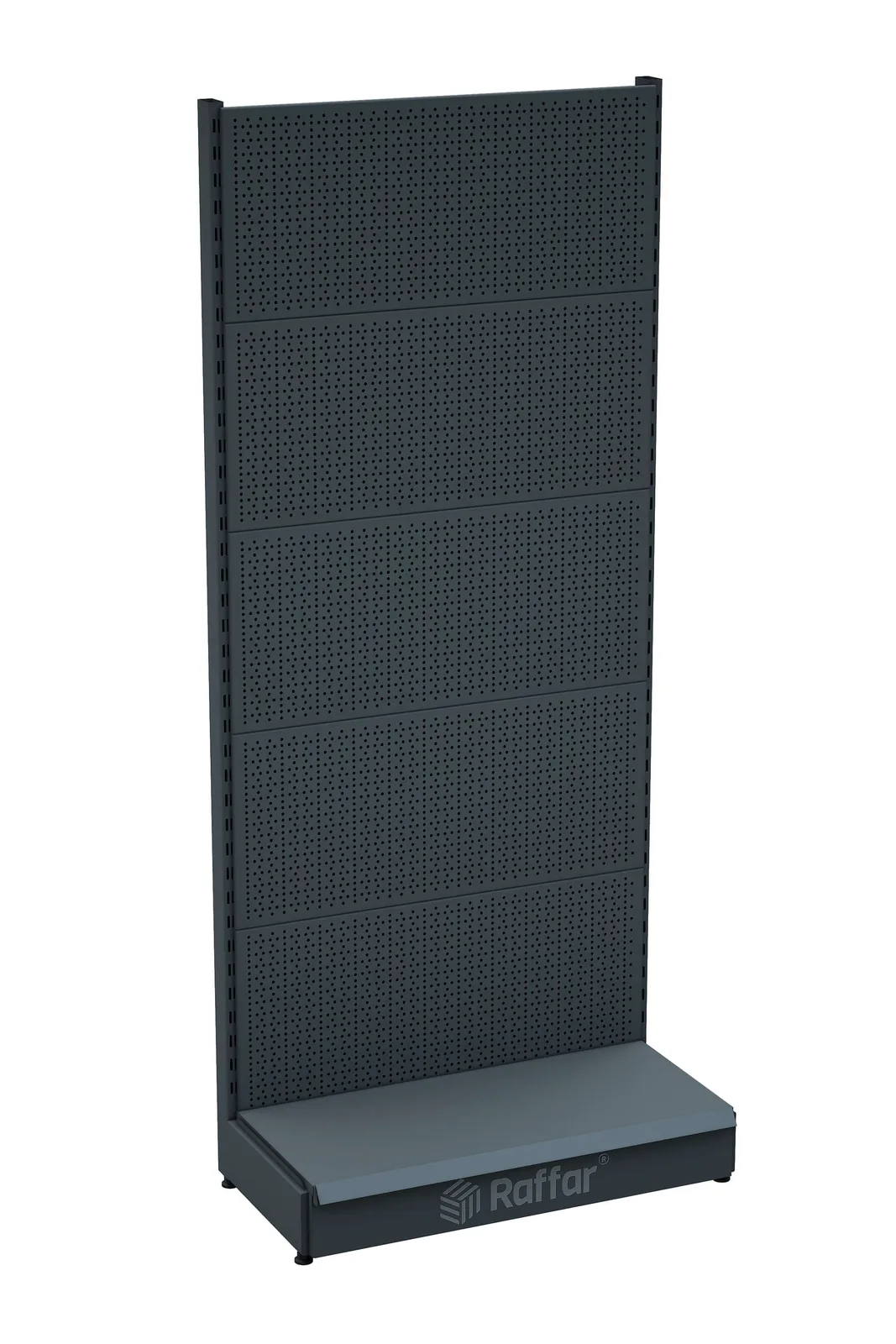 رف عُدَد مثقّب بقاعدة – أنثراسيت، وحدة واحدة – W90 × H220 × D30/40 cm