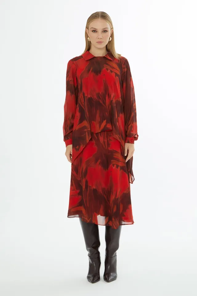 Blouse with Inner Tank Patterned Blouse
