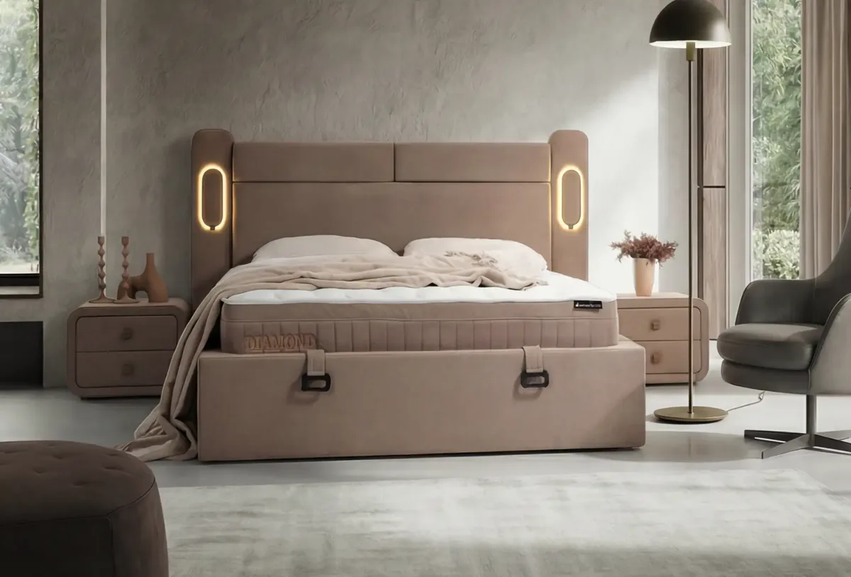 Diamond sleeping set (mattress, base and headboard)