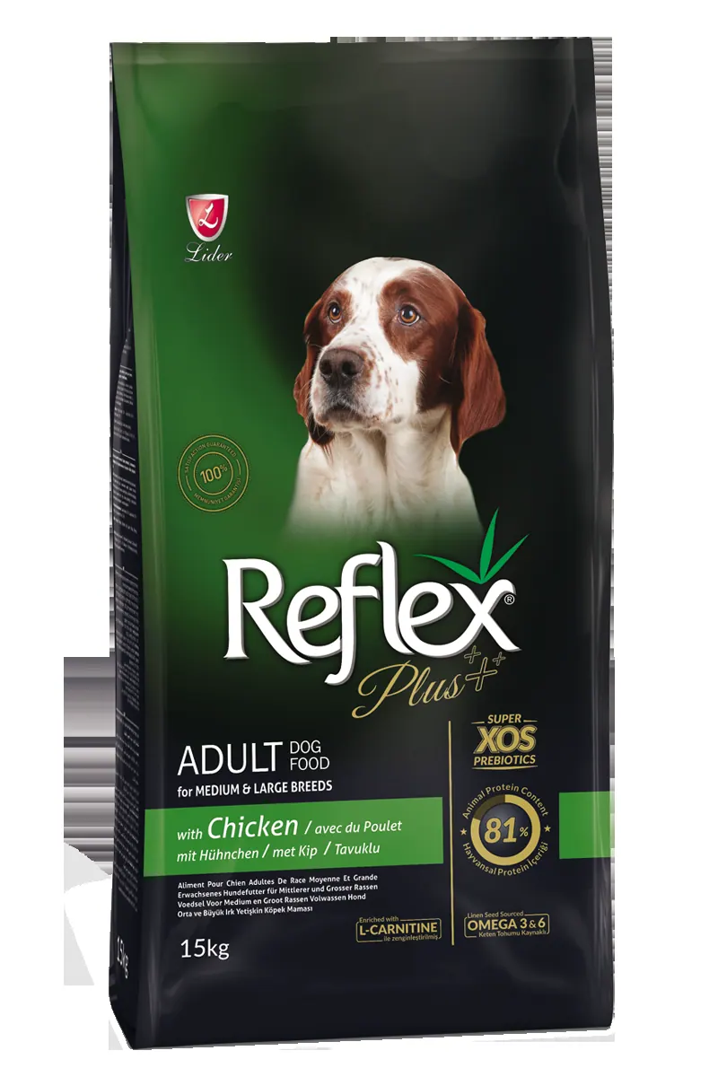 Reflex plus adult dog food with chicken for medium & large breeds