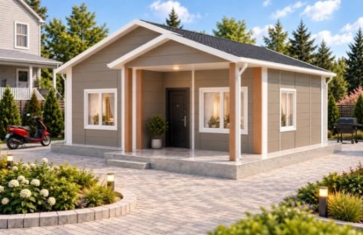 2+1 Single Storey Prefabricated House 62 m2 - Economical Prefabricated House Models