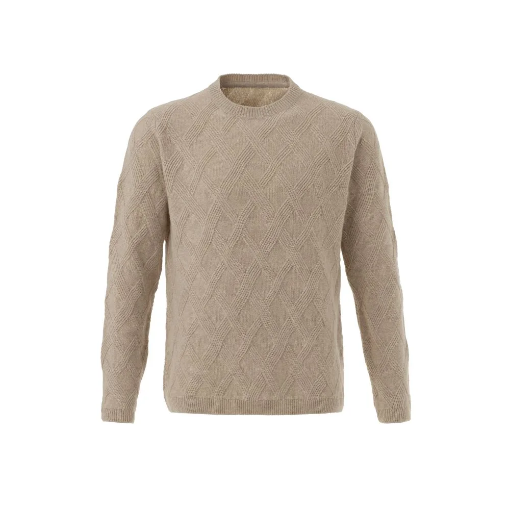 Men Beige Knit Sweater