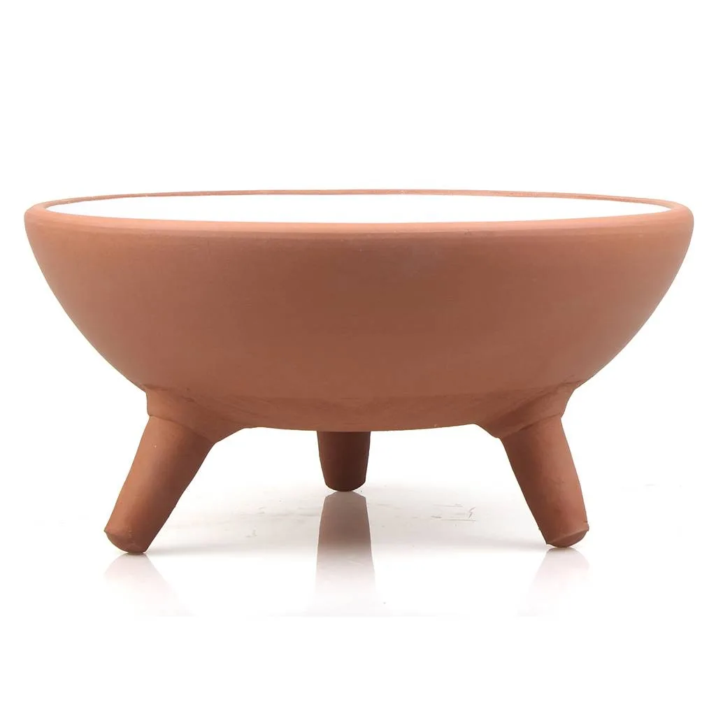 White ceramic glazed terracotta cat food stand bowl 20 cm