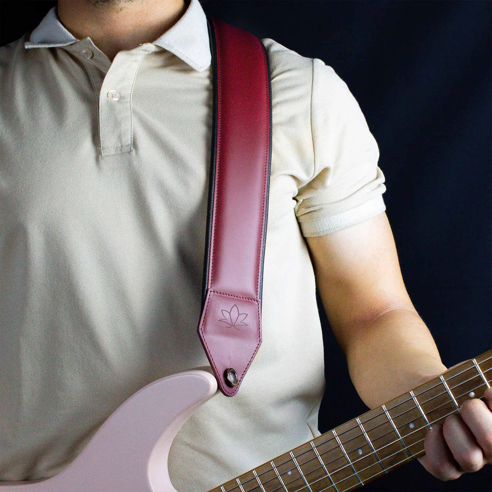 Red Leather Guitar Strap