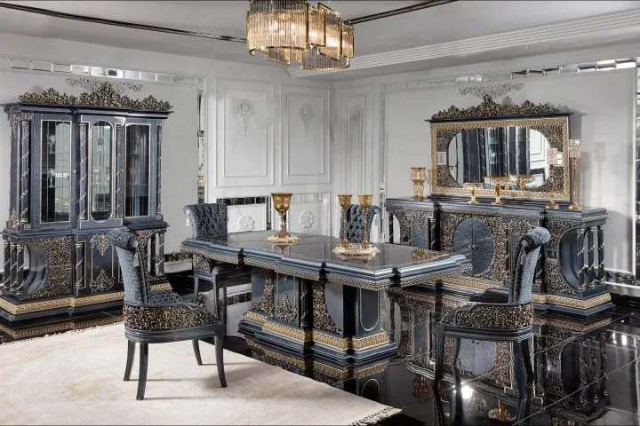 Hanzade Classic Dining Set in Blue
