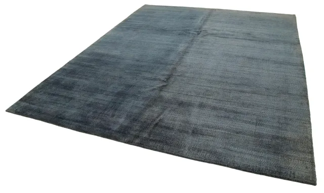 Dark Blue Gray Modern Living Room Rug - Wool 244x305 cm