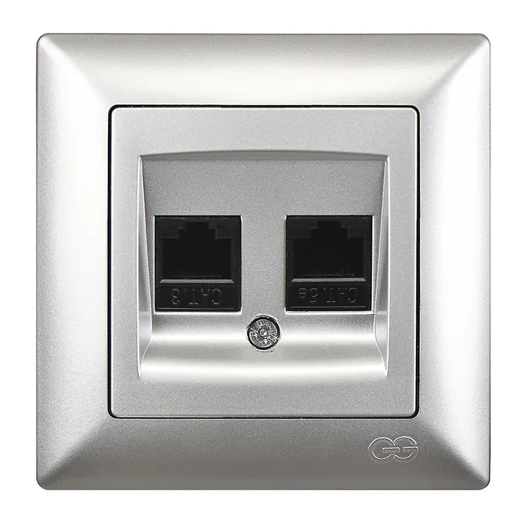 Visage Data + Numeris Telephone Socket (RJ45 Cat5E + Cat3), Silver