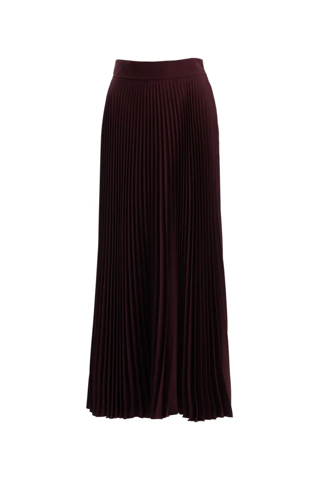 Pleated Lined Burgundy Skirt