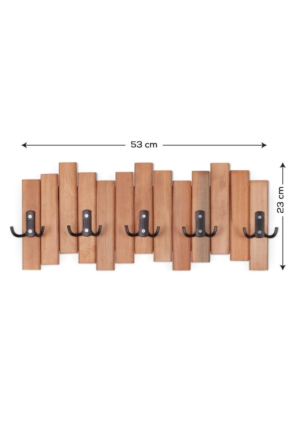 Wooden Piano-Style Clothes Hanger with 5 Hooks