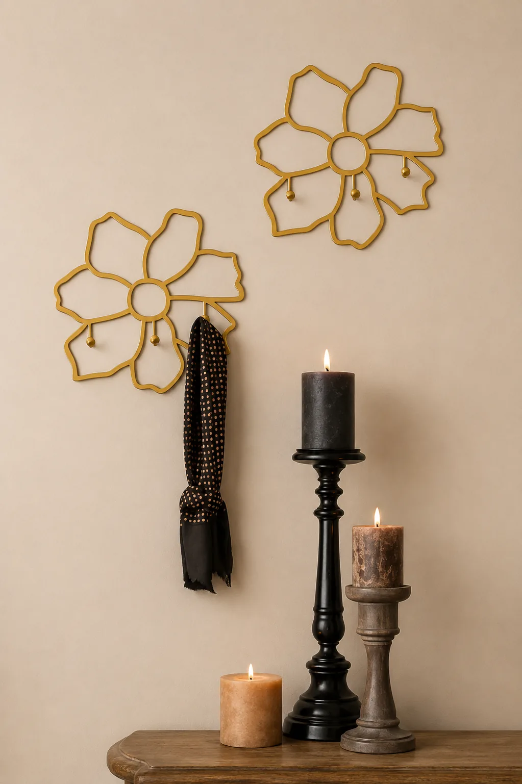 Decorative metal wall hooks set of 2