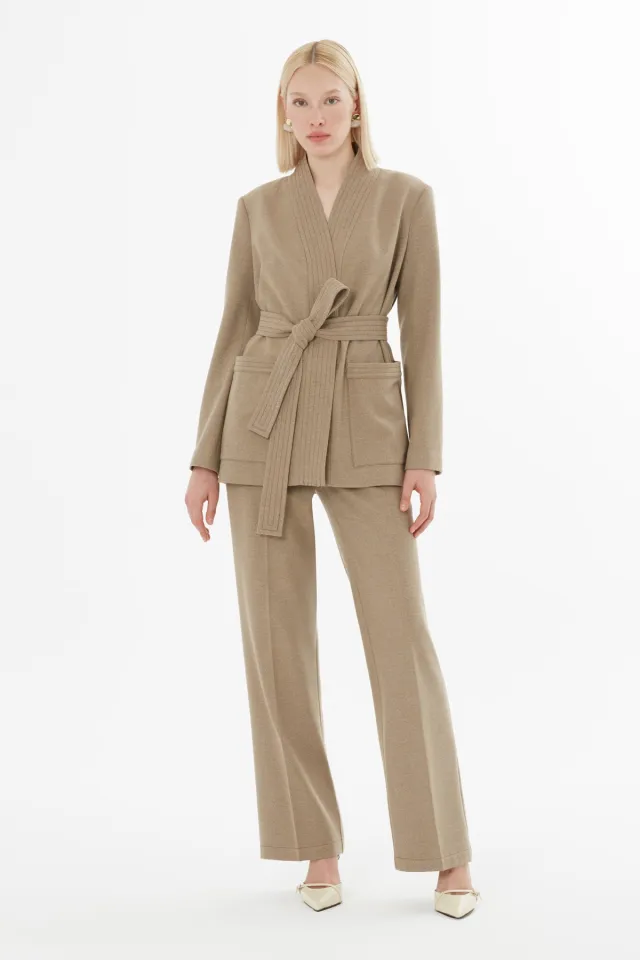 Sash-Tie Jacket and Trousers Set