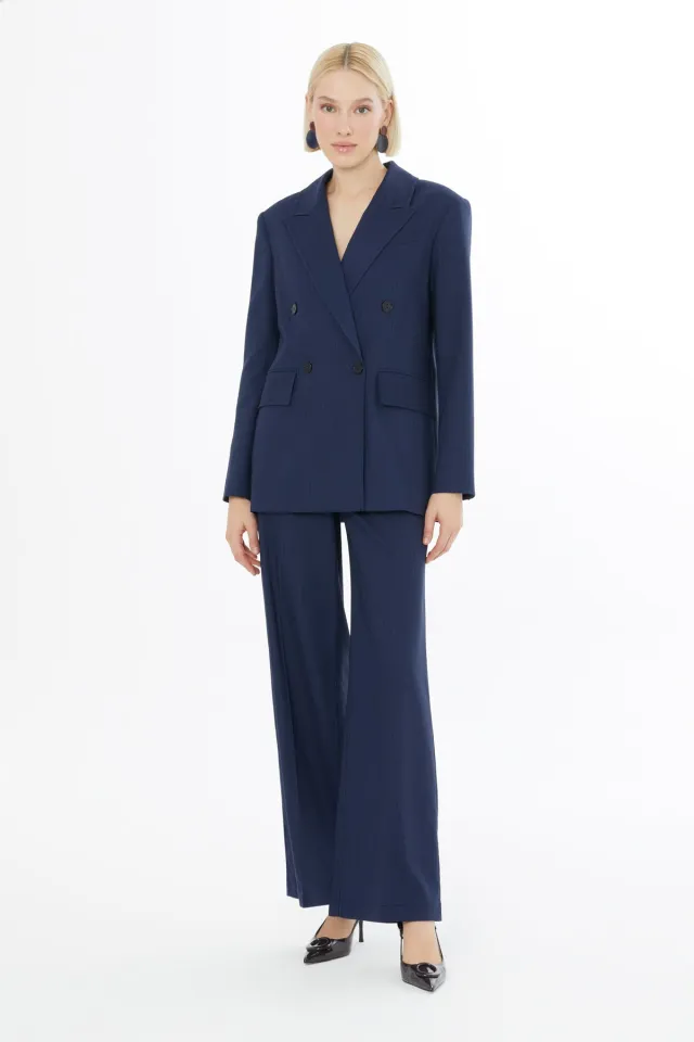 Striped Double-Breasted Jacket and Trousers Set