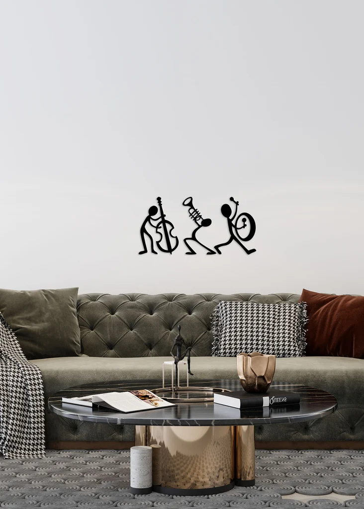 3-piece metal musician wall art set