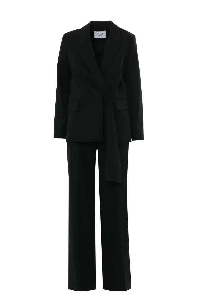Set with Pocketed Jacket and Palazzo Trousers