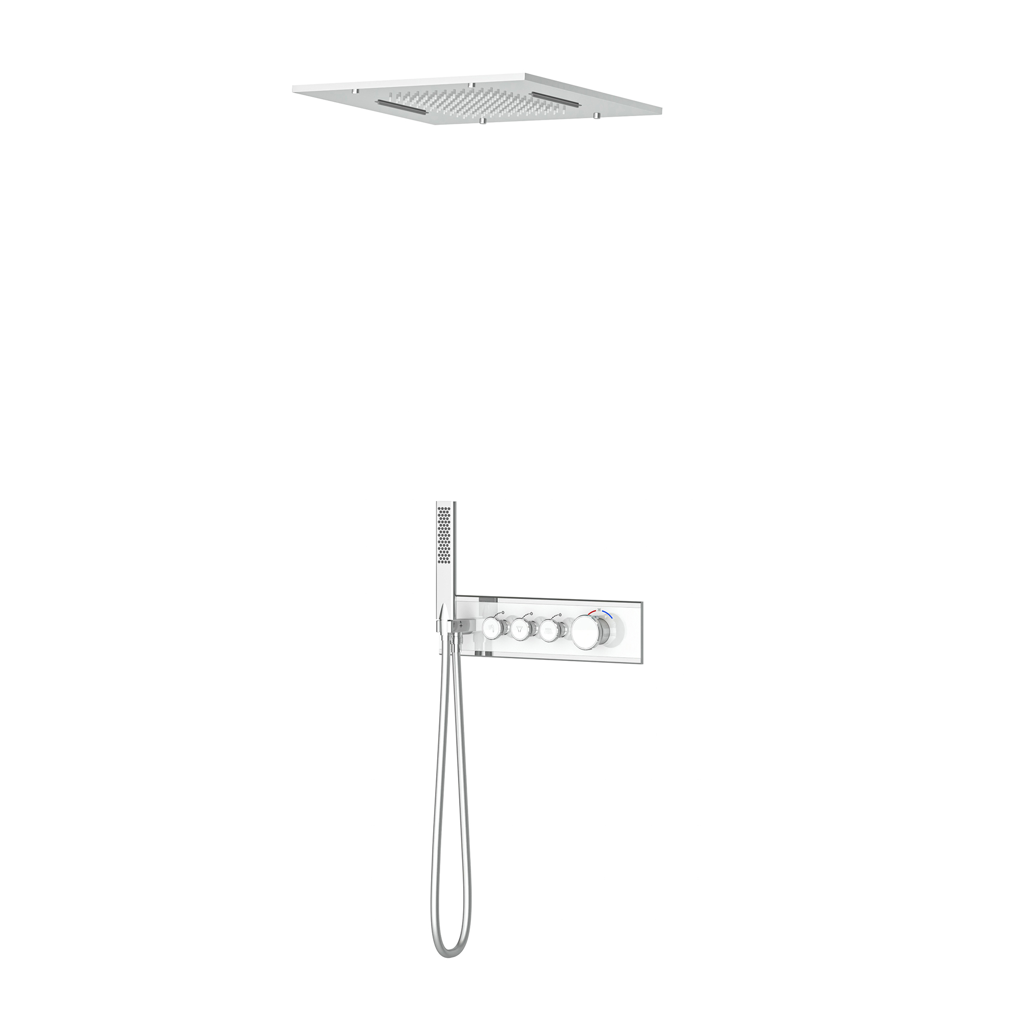 طقم دش Shine 3-Way زجاج أبيض كروم ثرموستاتي – وظيفتان