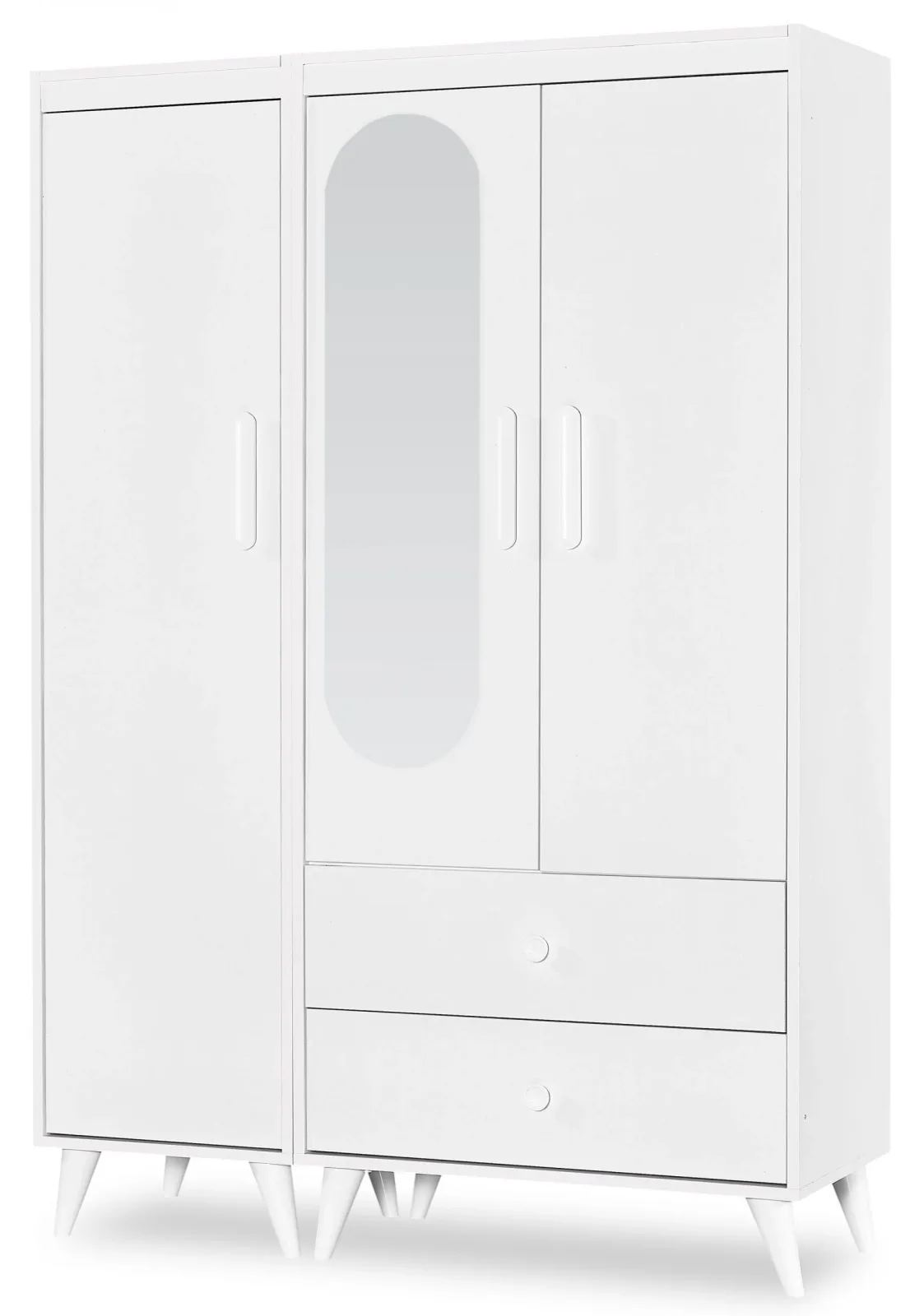 Lotus 2-Door Mirrored Wardrobe White