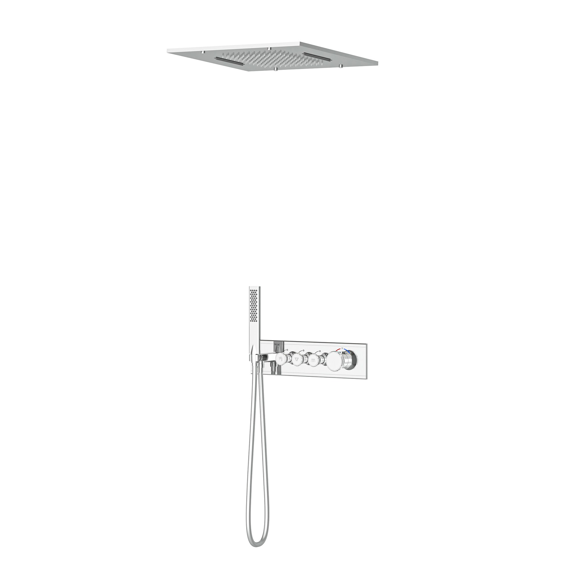 طقم دش Shine 3-Way كروم ثرموستاتي – وظيفتان