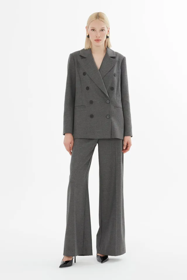 Double-Breasted Closure Jacket and Trousers Set