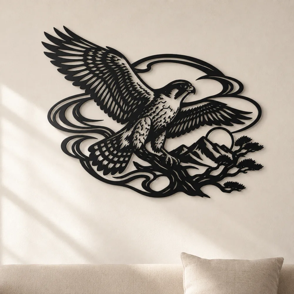 Falcon Wind Curve Metal Wall Art