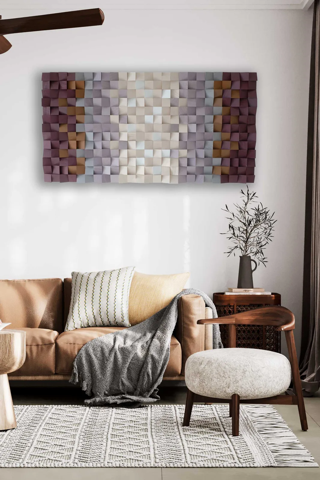 Flora Mosaic Wood Wall Art wooden wall panel