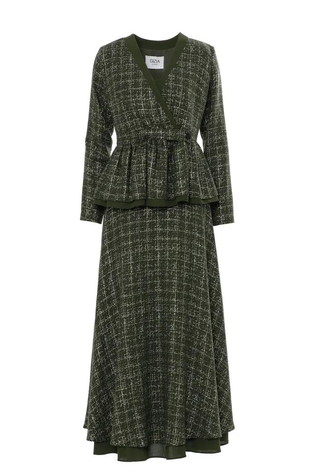 Pleated Jacket and Flounced Long Skirt Set