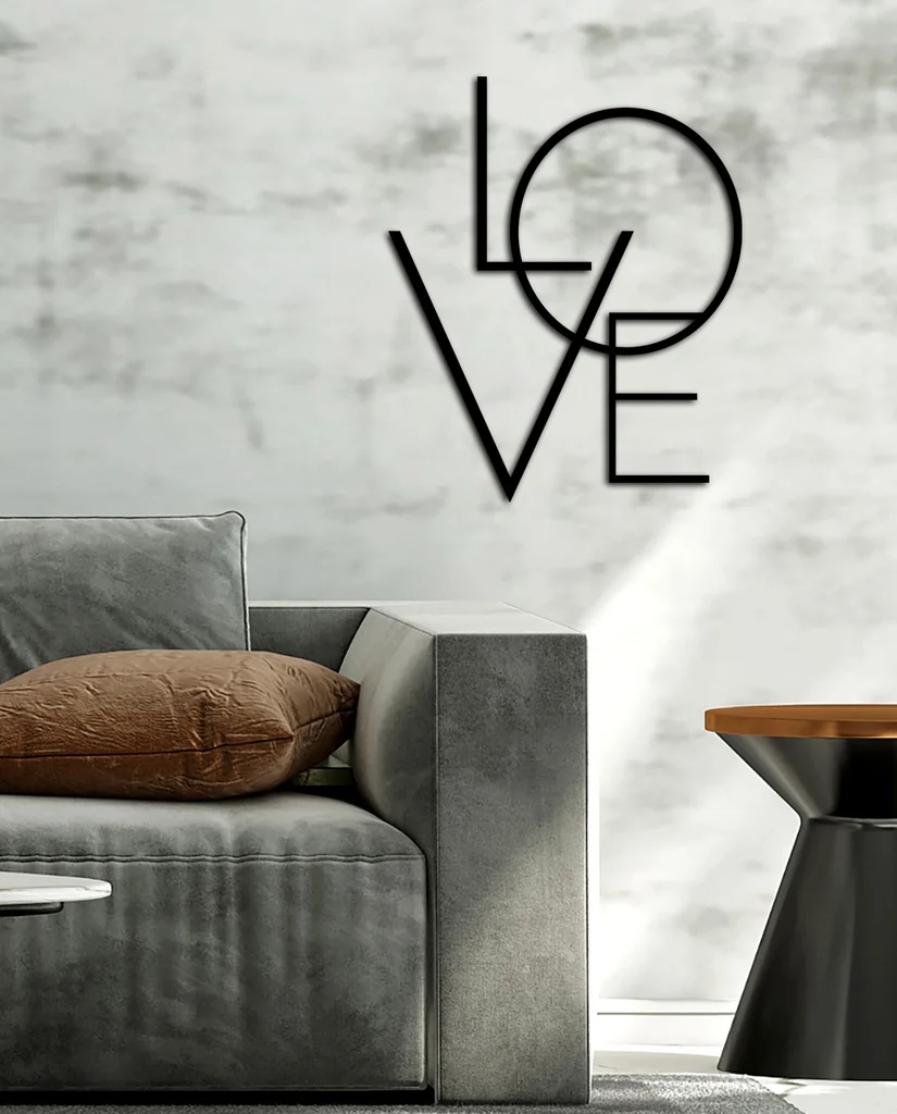 LOVE Harfleri Blok metal wall art