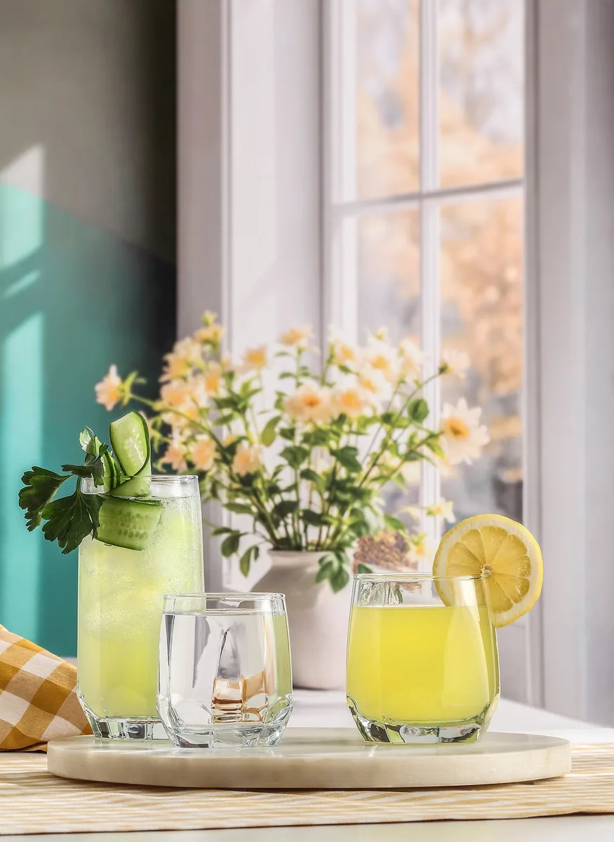 Diamond glass tumbler set (18-piece)