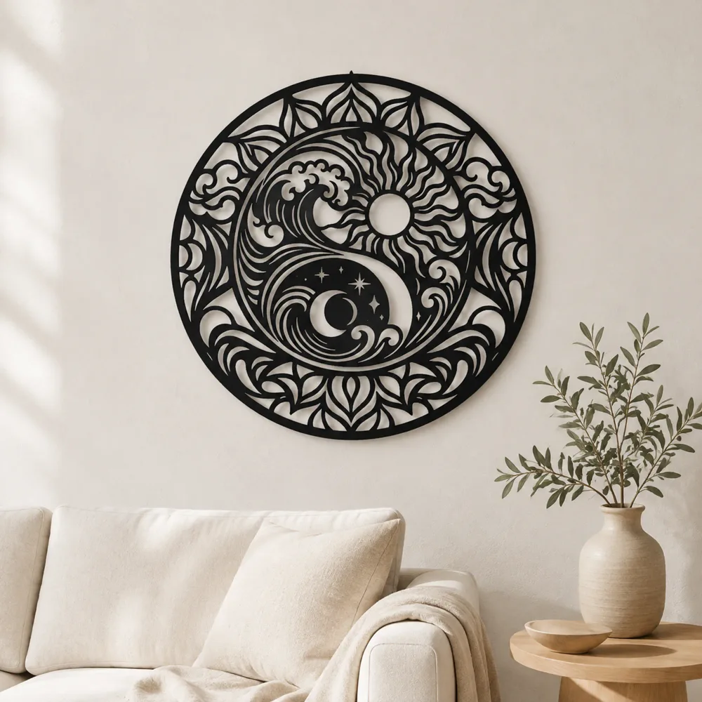 Yin-Yang Waves Metal Wall Art