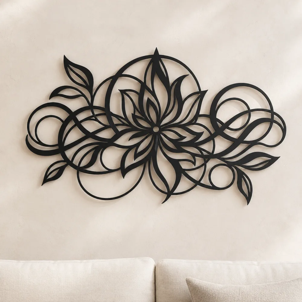 Geometric Flower Flow Metal Wall Art